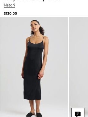 Natori Black Slip Dress with Slim Spaghetti Straps